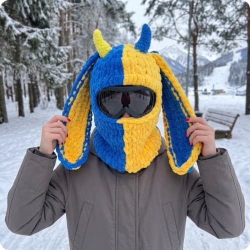 Балаклава на шолом Зайчик з ріжками